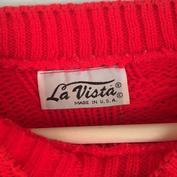 VINTAGE Red Knitted Sweater - Picture 4 of 4